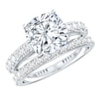 thumbnail image 1 of Rosec Jewels Certified Moissanite Wedding Ring Set - Moissanite Cushion Cut Engagement Ring with Enhancer - D-VS1 Grade, 18K White Gold, US 11.00, 1 of 9