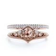 thumbnail image 1 of Bridal Rings Art Deco 2.00 Carat Round Cut Morganite And Diamond Moissanite Crown Engagement Ring, Wedding Ring In 925 Sterling Silver With 18K Rose Gold Plating, Promise Rings, Anniversary Ring, 1 of 3