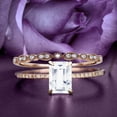 thumbnail image 1 of Bridal Rings Set Art Deco 1.75 Carat Emerald Cut Diamond Moissanite Antique Engagement Ring, Wedding Ring in 925 Sterling Silver With Rose Gold Plating, Gift For Her, Promise Ring, Anniversary Ring, 1 of 3