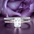 thumbnail image 1 of Bridal Rings Set Art Deco 1.75 Carat Emerald Cut Diamond Moissanite Antique Engagement Ring, Wedding Ring in 925 Sterling Silver With White Gold Plating, Gift For Her, Promise Ring, Anniversary Ring, 1 of 3