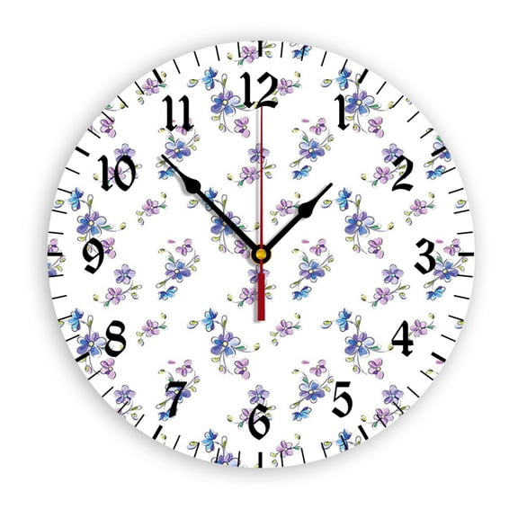Bridal Romantic Flowers Wall Clock, Battery Operated, PVC Round Silent Non-Ticking Clock with Clear Numbers for Living Room, Kitchen, Bedroom, Office, School Decor 12inch-30cm