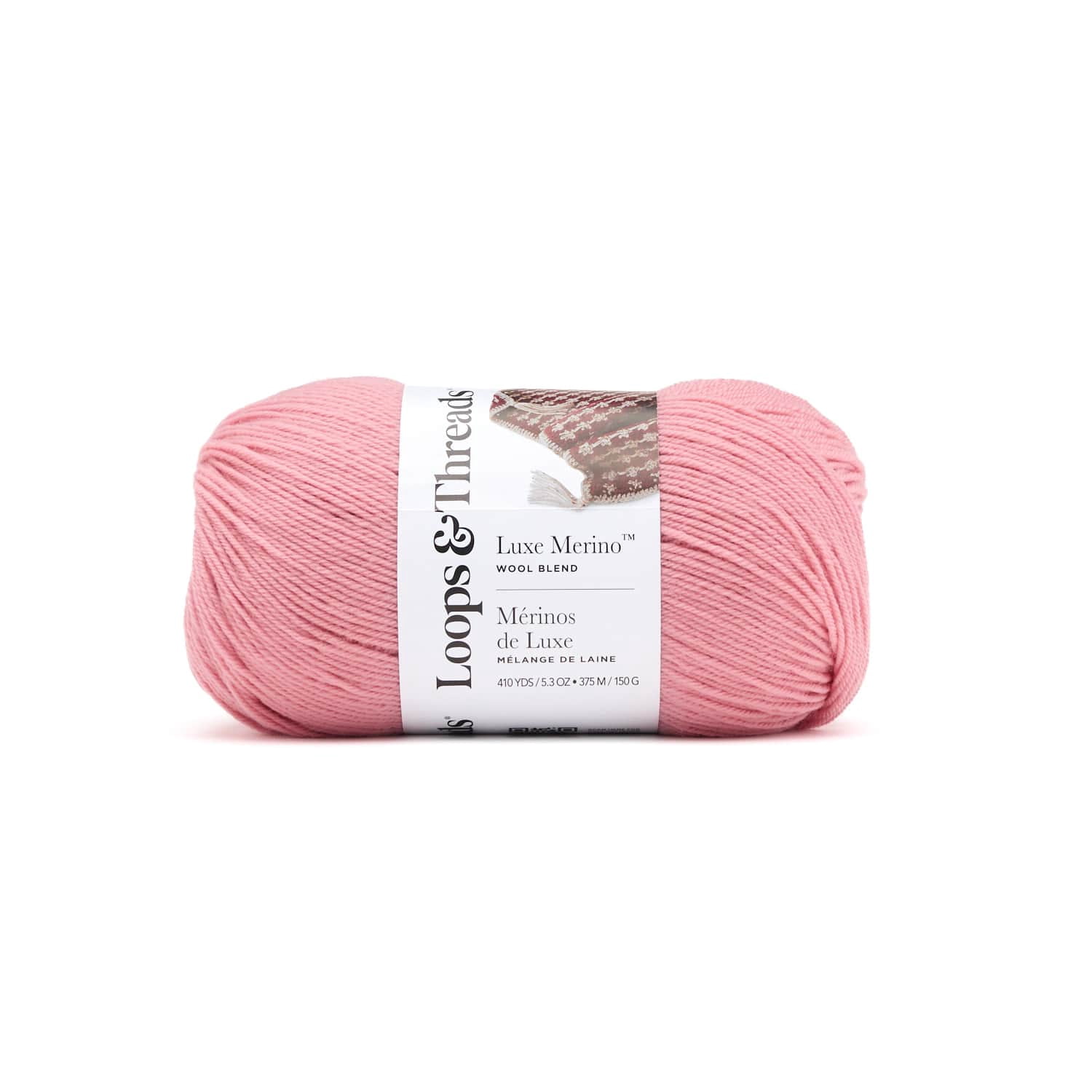 Loops & Threads Bridal Rose Luxe Merino Solid Yarn - Light Weight Yarn for Knitting, Crochet, Weaving, Arts & Crafts, 15 Pack