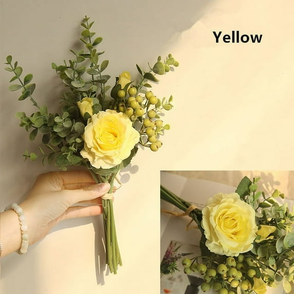 Bridal Rose Wedding Bouquet Bridesmaid Peony Eucalyptus Leaves Bouquets High Quality Artificial Silk Flowers Arrangement - Wedding Bouquet