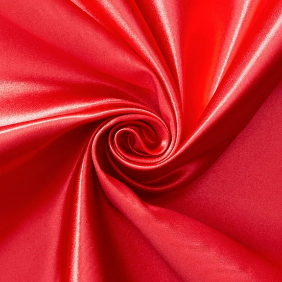 Bridal Satin Fabric Silky Poly 60" Wide Heavy Wedding Dress Drapery By The Yard (Red)
