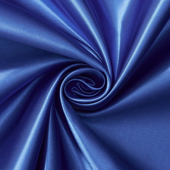 Bridal Satin Fabric Silky Poly 60" Wide Heavy Wedding Dress Drapery By The Yard (Royal Blue)