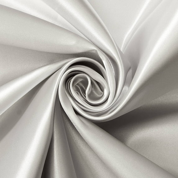 Bridal Satin Fabric Silky Poly 60" Wide Heavy Wedding Dress Drapery By The Yard (Silver)
