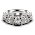 thumbnail image 1 of Bridal Set 2.00 Carat Round Cut Diamond Moissanite Engagement Ring, Matching Wedding Band in 925 Sterling Silver With 18k White Gold Plating, Leaf Ring, Promise Ring, Anniversary Gift, 1 of 4