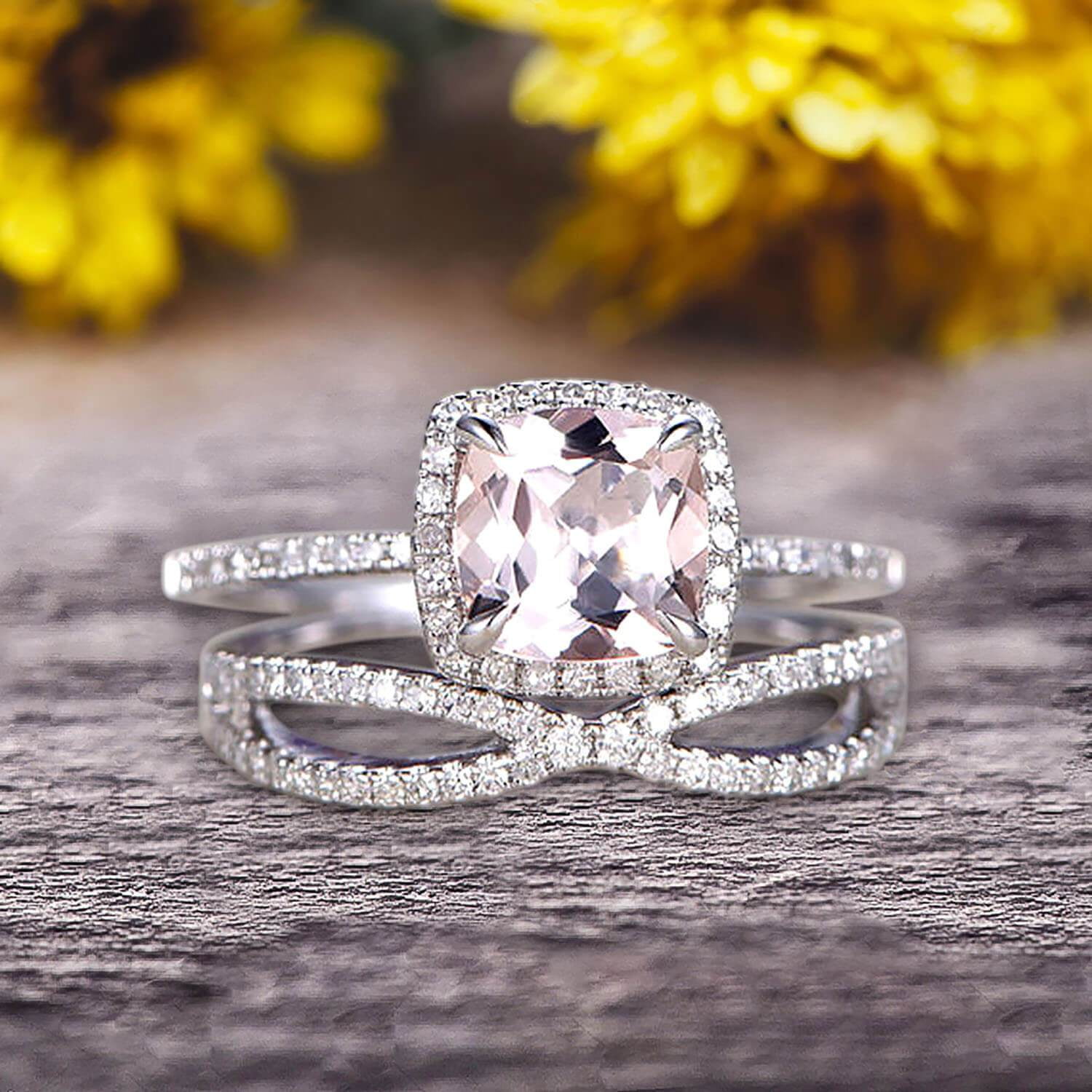 Solid 14K Rose Gold Round Moonstone Engagement Ring Vintage Diamond Ring  Leaf Ring Bridal Anniversary Gift - gardensring