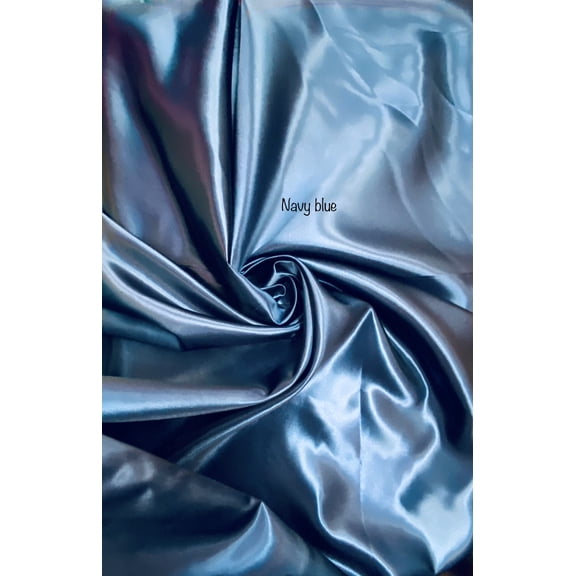 Bridal Shiny Satin, Non Stretch, 60" Wide, Sells by the Yard from Sal Tex Fabrics, Navy Blue