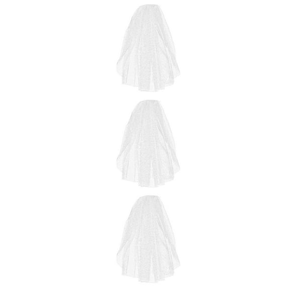 Bridal Short Veil Flower Girls Veils Dresses for Wedding Tiara Decorations Hair Headband Tindel Headwear Prop Double Layer Bride