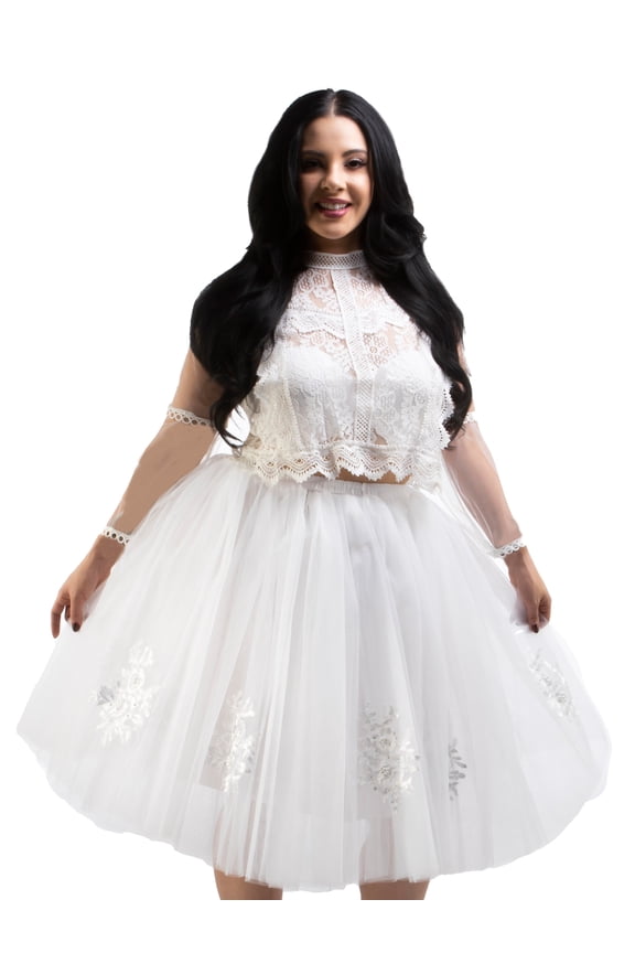 Bridal Shower Bride To Be Bachelorette Gift Short Wedding Dress Mia Tulle Tutu Skirt White O/S