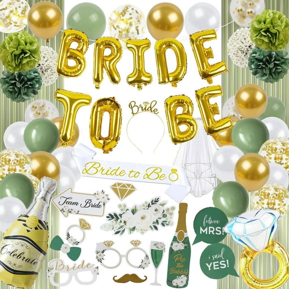 Happy Greetings Bridal Shower Decoration - Bachelorette Party Kit, Bride to Be Banner, Bridal Shower Balloons, 112 Pieces