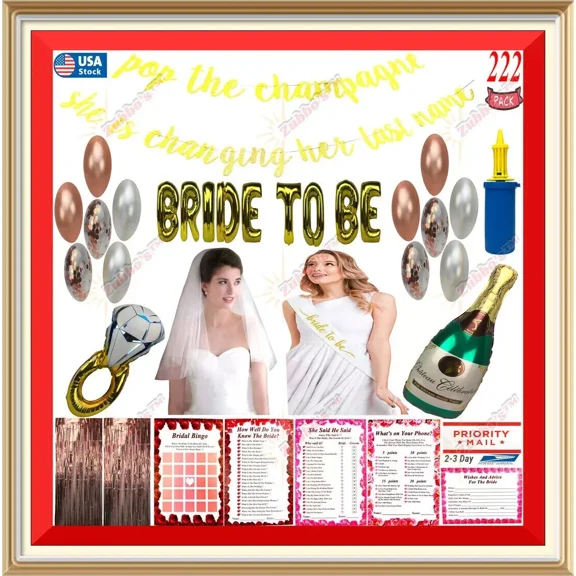 Bridal Shower Decoration Kit Bachelorette Party Wedding Supplies Game Bride Pack