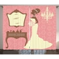 thumbnail image 1 of Ambesonne Wedding Curtains 2 Panel Set, Bridal Party Dress, 108" x 90", Coral Brown and White, 1 of 3