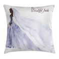 thumbnail image 1 of Bridal Shower Decorations Throw Pillow Cushion Cover, Abstract Beautiful Bride Wedding Dress with Flowers, Decorative Square Accent Pillow Case, 24 X 24 Inches, Purple Blue and White, by Ambesonne, 1 of 2
