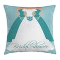 thumbnail image 1 of Bridal Shower Decorations Throw Pillow Cushion Cover, Bride with her Bridemaids Flowers Party Artwork, Decorative Square Accent Pillow Case, 18 X 18 Inches, Turquoise Blue and White, by Ambesonne, 1 of 2