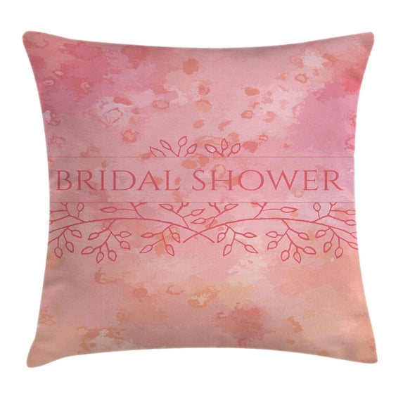 Bridal Shower Decorations Throw Pillow Cushion Cover, Bride Invitation Grunge Abstract Backdrop Floral Decor, Decorative Square Accent Pillow Case, 20 X 20 Inches, Light Pink and Salmon, by Ambesonne