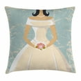 thumbnail image 1 of Bridal Shower Decorations Throw Pillow Cushion Cover, Grunge Sketchy Design Backdrop Wedding Bride Dress Art, Decorative Square Accent Pillow Case, 20 X 20 Inches, Light Blue and White, by Ambesonne, 1 of 2