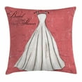 thumbnail image 1 of Bridal Shower Decorations Throw Pillow Cushion Cover, Pink Grunge Backdrop Wedding Bride Dress Party Image, Decorative Square Accent Pillow Case, 24 X 24 Inches, Coral Black and White, by Ambesonne, 1 of 2