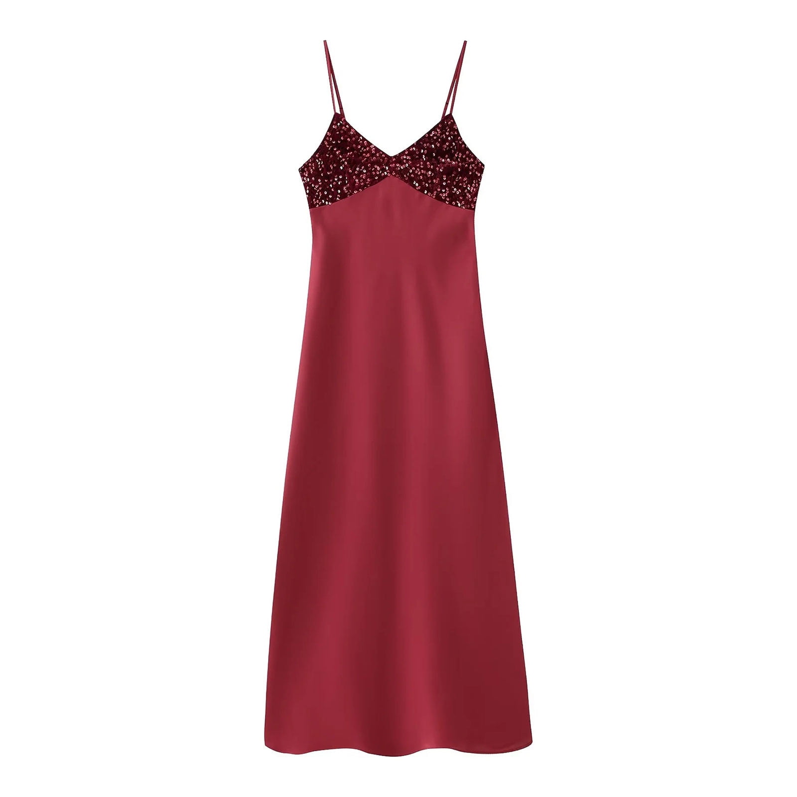 Bridal Shower Dress for Ladies TIANEK Solid VNeck Halter Sequin Shape