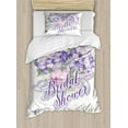 thumbnail image 1 of Bridal Shower Duvet Cover Set, Shabby Form Hydrangeas Romantic Bride Flowers Image Art Print, Decorative 2 Piece Bedding Set with 1 Pillow Shams, Twin Size, Purple and Pale Pink, by Ambesonne, 1 of 3