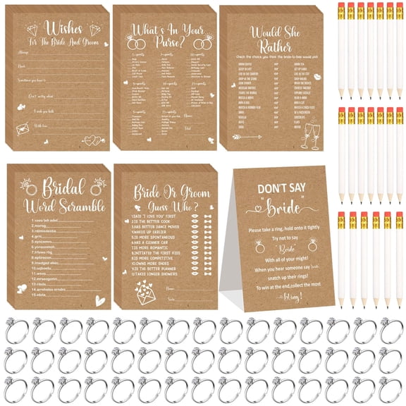 Bridal Shower Game Set Rustic 5 Sets 250 Wedding Cards for Wedding Celebrations