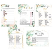 Bridal Shower Games Set of 5 Activities for 50 Guests, 251 Pieces Wedding Shower Games Floral Rustic Greenery Theme Party Decorations