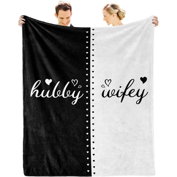 Bridal Shower Gift for Bride To Be Hubby and Wifey, Wedding Gifts for Couples, Best Bride Gifts for Wedding Day, Unique Newlywed Gifts for Couples, Marriage Gifts Decorations Throw Blanket 80x60"