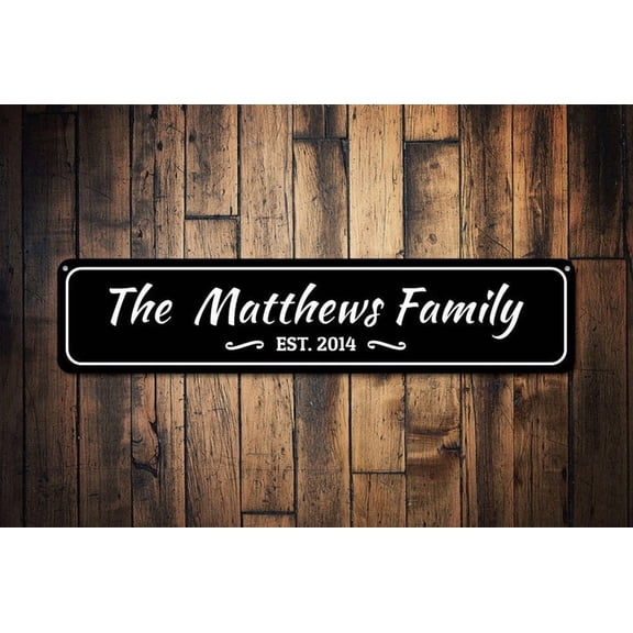 Bridal Shower Gift Established Date Sign Custom Family Name Sign Last Name Sign Wedding Decor - Family - Size: 16 x 4 Inches