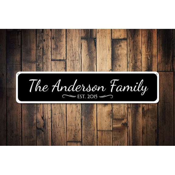 Bridal Shower Gift Established Date Sign Family Name Sign Custom Last Name Decor Wedding Sign - Familys - Size: 16 x 4 Inches