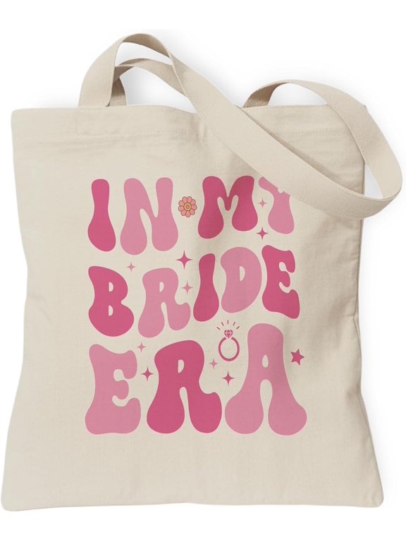 Bridal Shower Gift Tote Bag, Wedding Engagement Gifts Reusable Canvas Bag with Inner Pocket