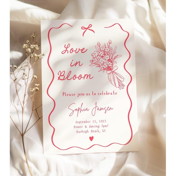 Bridal Shower Invitation Custom Bow Chic Bachelorette Party Invite Unframed Paper Print
