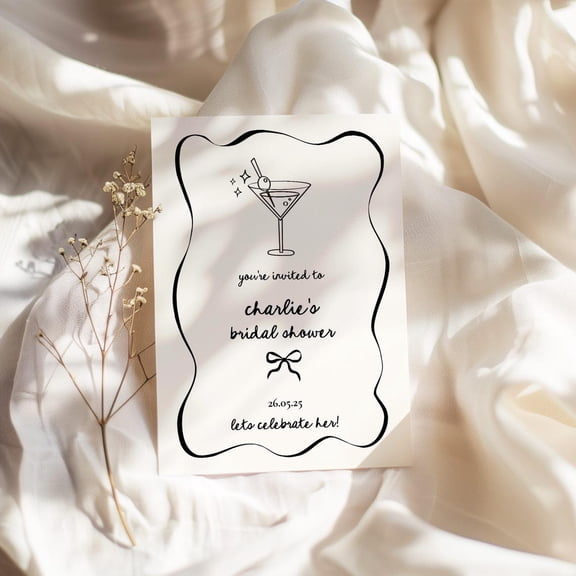 Bridal Shower Invitation Minimalist Bow Cute Bachelorette Invite Unframed Paper Print