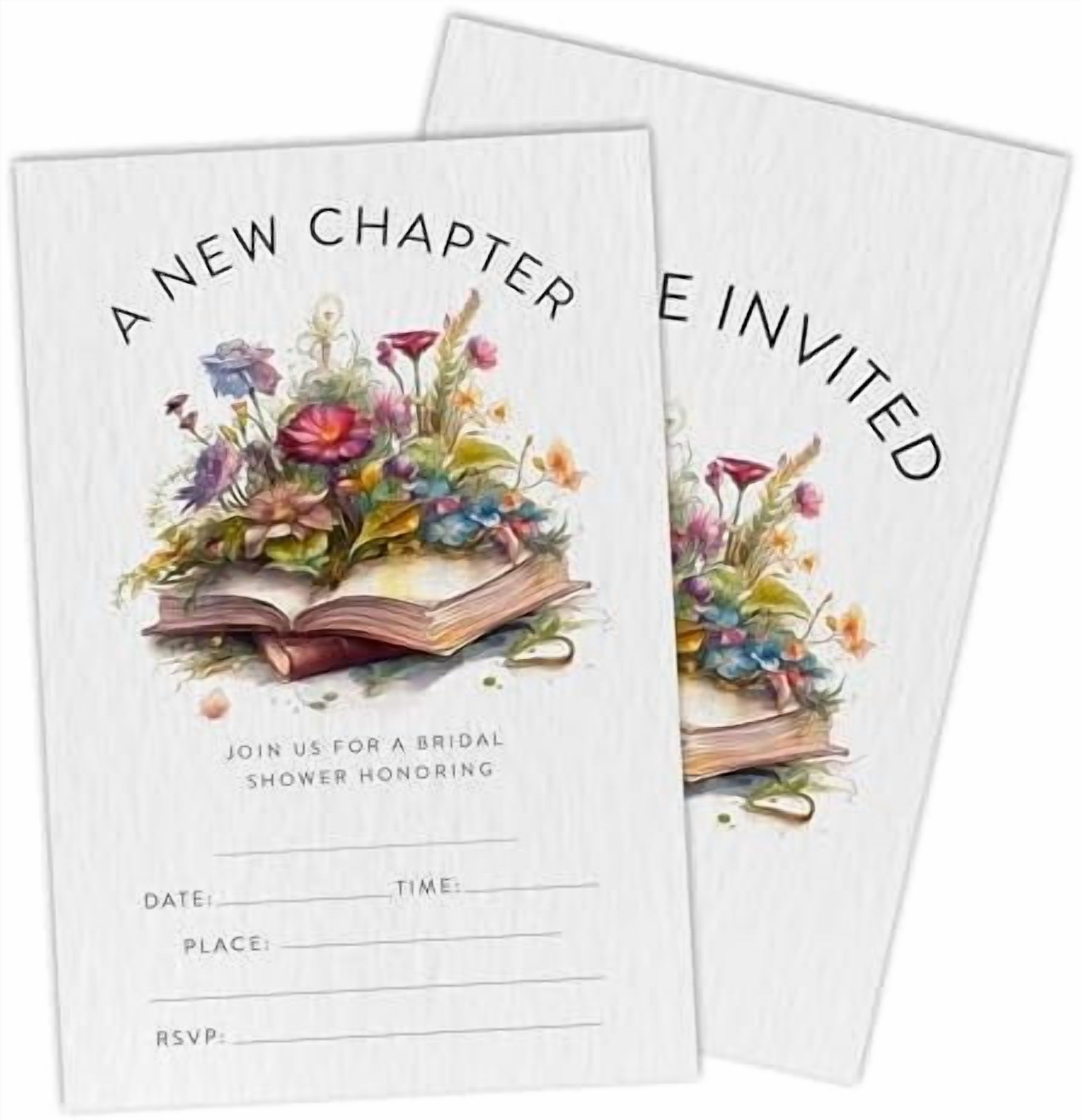 Bridal Shower Invitations - A New Chapter - 25 Watercolor Floral ...