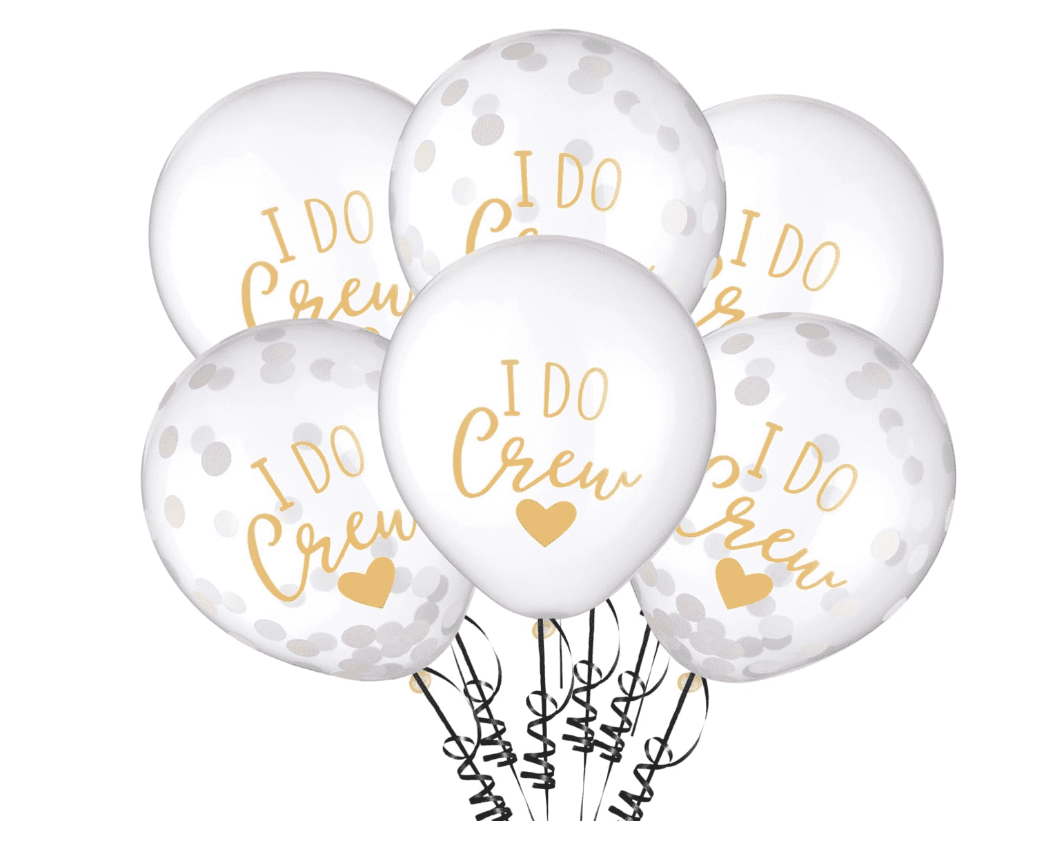 Bridal Shower Iridescent White Confetti Latex 12in Balloons "I Do Crew" 6ct