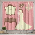 thumbnail image 1 of Bridal Shower Kitchen Curtains, Wedding Dress with Flowers and Vanity Swirl Backdrop Celebration, Two Panels Drapes with Rod Pocket Room Decor, 55" X 45", Coral Brown and White, by Ambesonne, 1 of 3