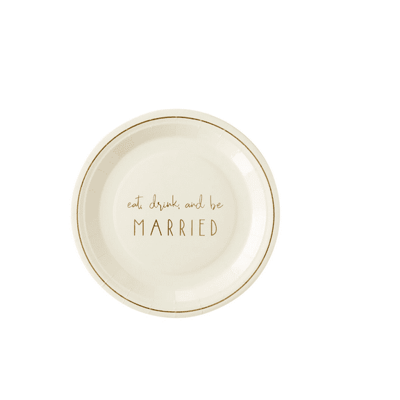 Bridal Shower Plates - Eat, Drink & Be Married with Gold Foil Accents