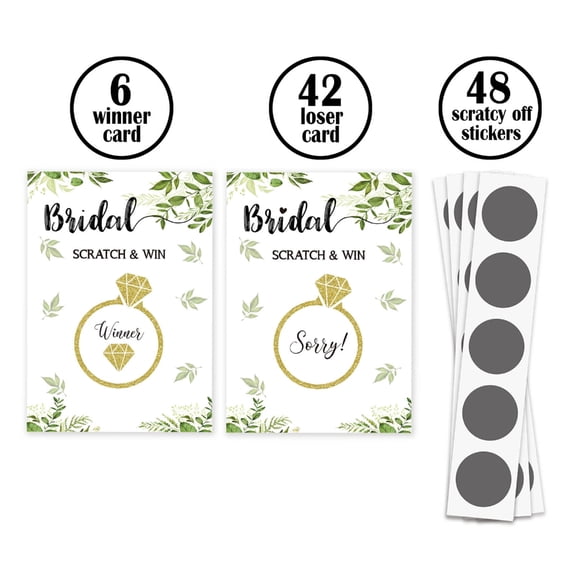 Bridal Shower Scratch Off Game Card Set Multipurpose Decoration Supplies for Children Girl Boys Birthday Wedding Card