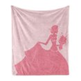 thumbnail image 1 of Bridal Shower Soft Flannel Fleece Blanket, Bride in Pink Wedding Dress with Flowers Sketchy Celebration Image, Cozy Plush for Indoor and Outdoor Use, 50" x 70", Salmon and Pale Pink, by Ambesonne, 1 of 6