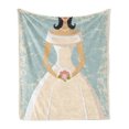 thumbnail image 1 of Bridal Shower Soft Flannel Fleece Blanket, Grunge Sketchy Design Backdrop Wedding Bride Dress Vintage Artwork, Cozy Plush for Indoor and Outdoor Use, 60" x 80", Pale Blue and White, by Ambesonne, 1 of 5