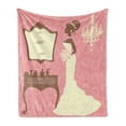thumbnail image 1 of Bridal Shower Soft Flannel Fleece Blanket, Wedding Dress with Flowers and Vanity Swirl Backdrop Celebration, Cozy Plush for Indoor and Outdoor Use, 50" x 70", Coral Brown and White, by Ambesonne, 1 of 6