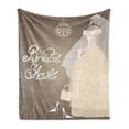 thumbnail image 1 of Bridal Shower Soft Flannel Fleece Throw Blanket, Bride Party Wedding Dress Romantic Letterings Design Print, Cozy Plush for Indoor and Outdoor Use, 50" x 70", Pale Brown White, by Ambesonne, 1 of 6