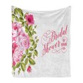 thumbnail image 1 of Bridal Shower Soft Flannel Fleece Throw Blanket, Shabby Form Flowers Roses Buds and Leaves Artwork Print, Cozy Plush for Indoor and Outdoor Use, 50" x 70", Pale Pink Hot Pink, by Ambesonne, 1 of 5