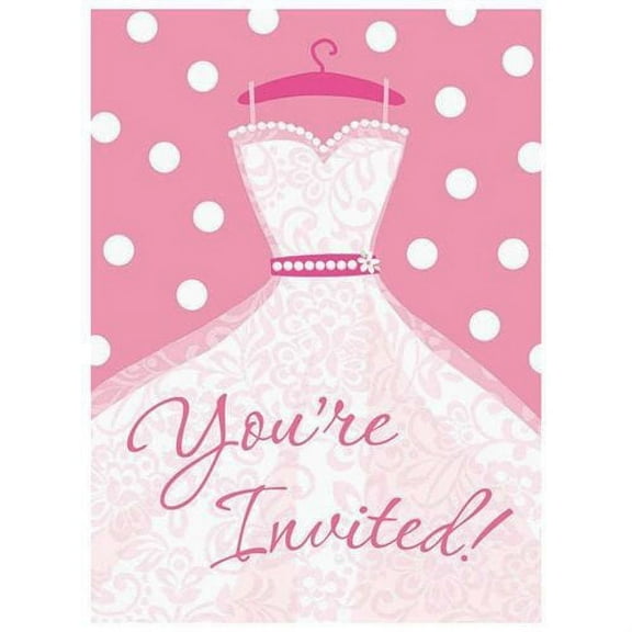 Bridal Shower Wedding Dress Invitations w/ Envelopes (8ct)