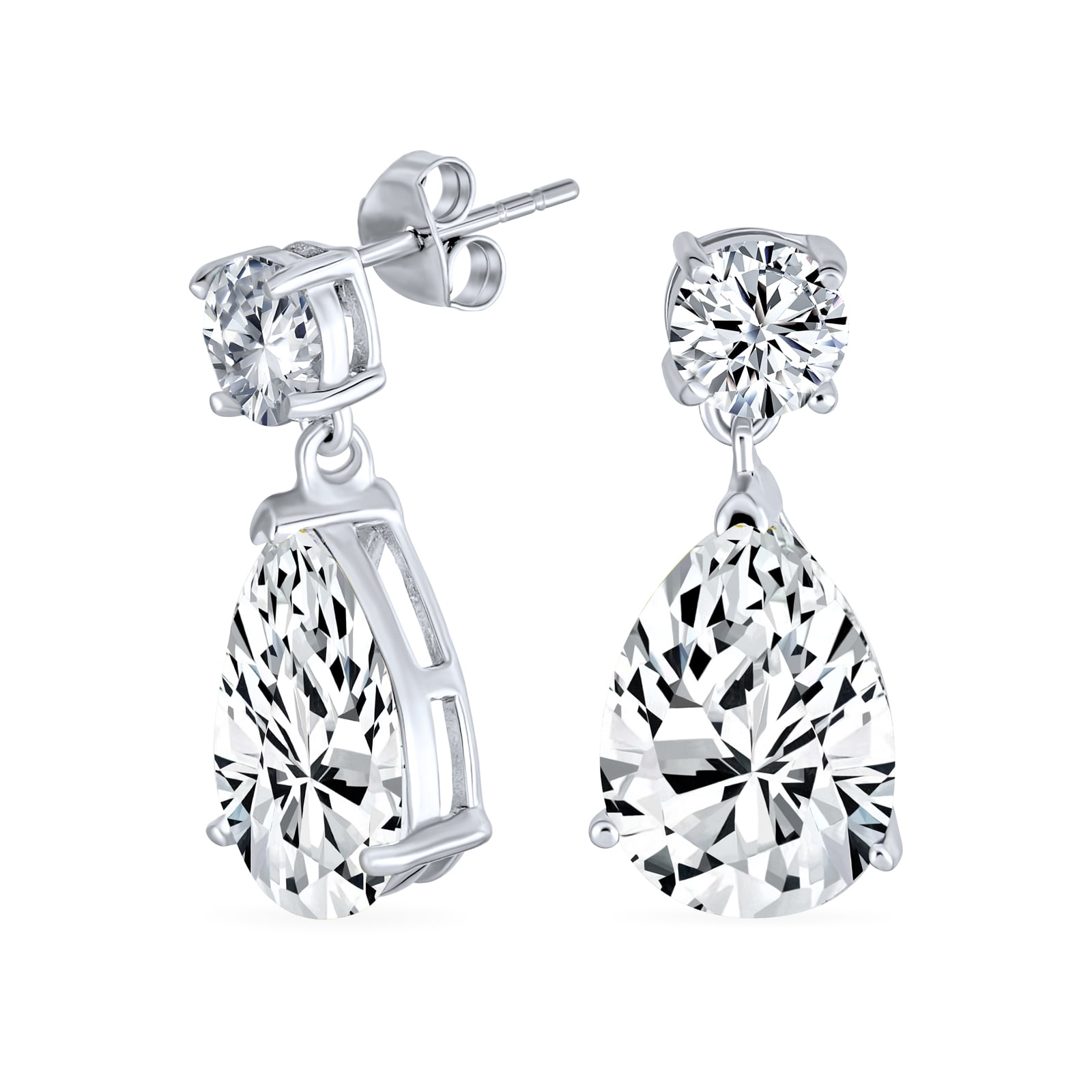 CZ Pear Drop Bridal Earrings