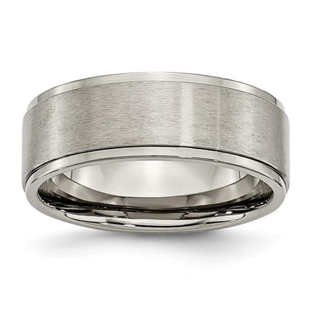 Chisel Titanium Brushed Center 8mm Ridged Edge Band TB198