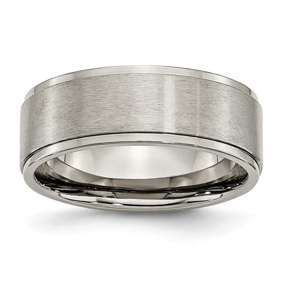 Chisel Titanium Brushed Center 8mm Ridged Edge Band TB198