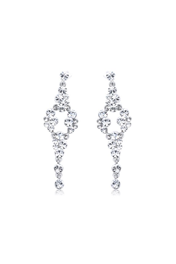 Bridal Toned Shine Clear Rhinestones Cluster Drop Dangle Earrings