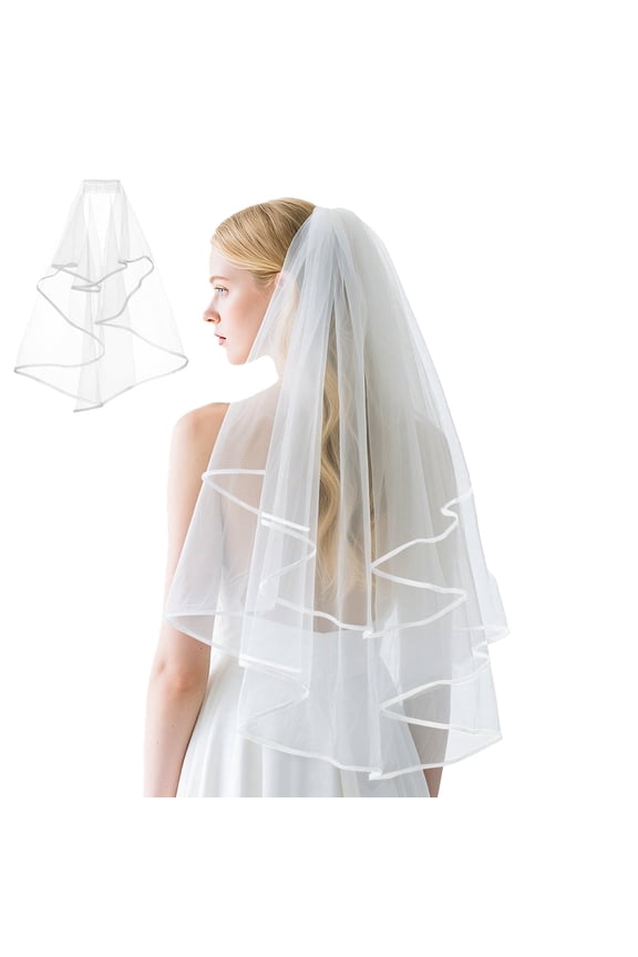 Classic Bachelorette Party Bridal Wedding Veil with Comb, White
