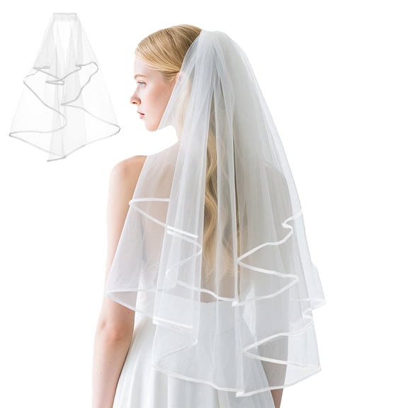Kabuer Classic Bachelorette Party Bridal Wedding Veil with Comb, White